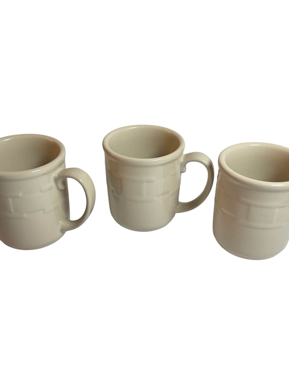 3 Longaberger Pottery Woven Traditions Ivory Coffee Cup Mug 12 oz
